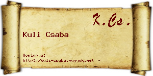 Kuli Csaba névjegykártya